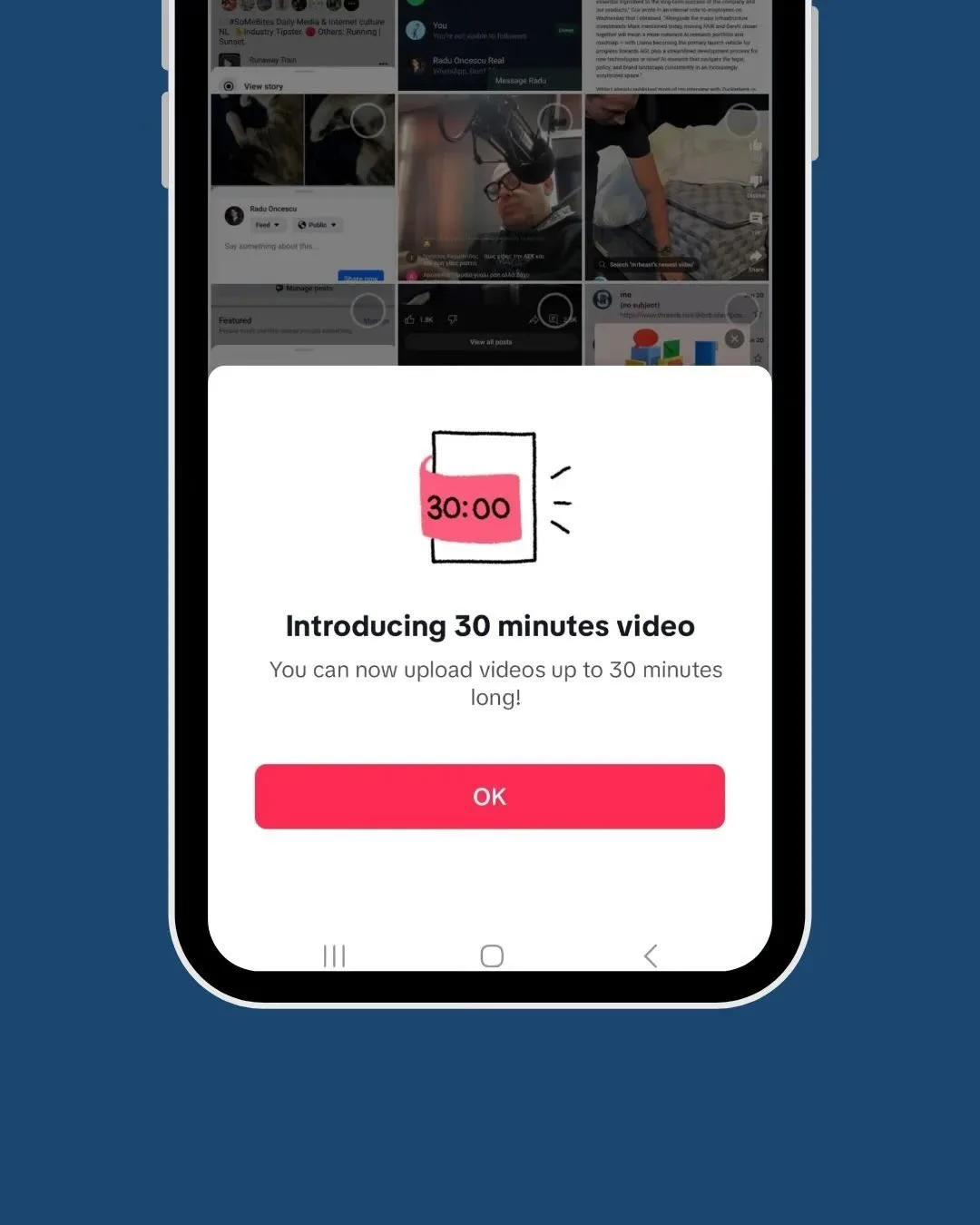 TikTok is testing 30 min long video uploads